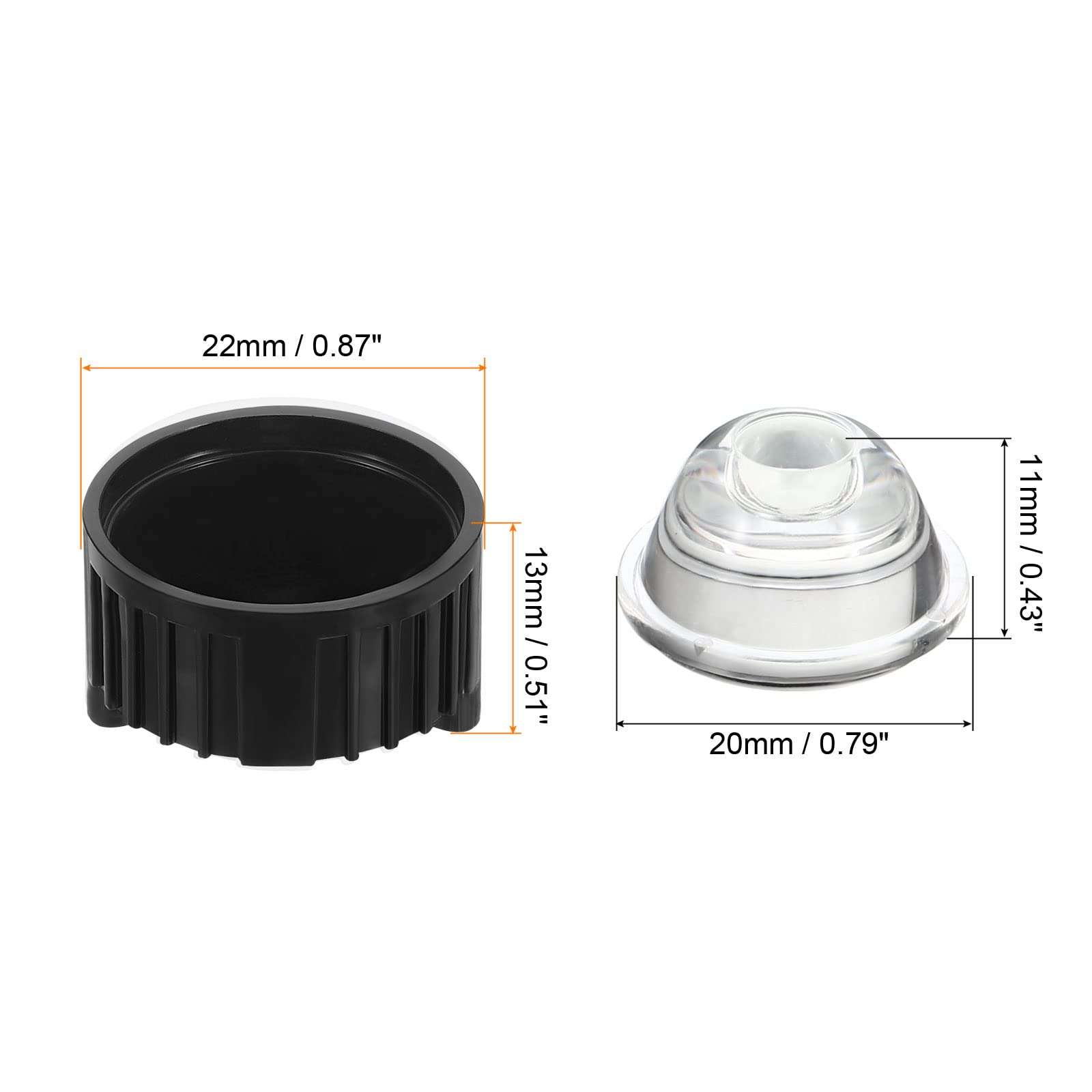 PATIKIL Obiektyw LED 20 mm 30 stopni z uchwytem stojaka, 20 zestawów soczewek LED do latarki, lampy DIY, czarna
