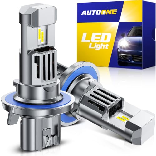 Image of AUTOONE H13 Led Bulbs, 70000LM 6000K Cool White, 1400% Brightness, 9008 Bulbs Upgraded Replacement for Cars, Plug and Play (Pack of 2)