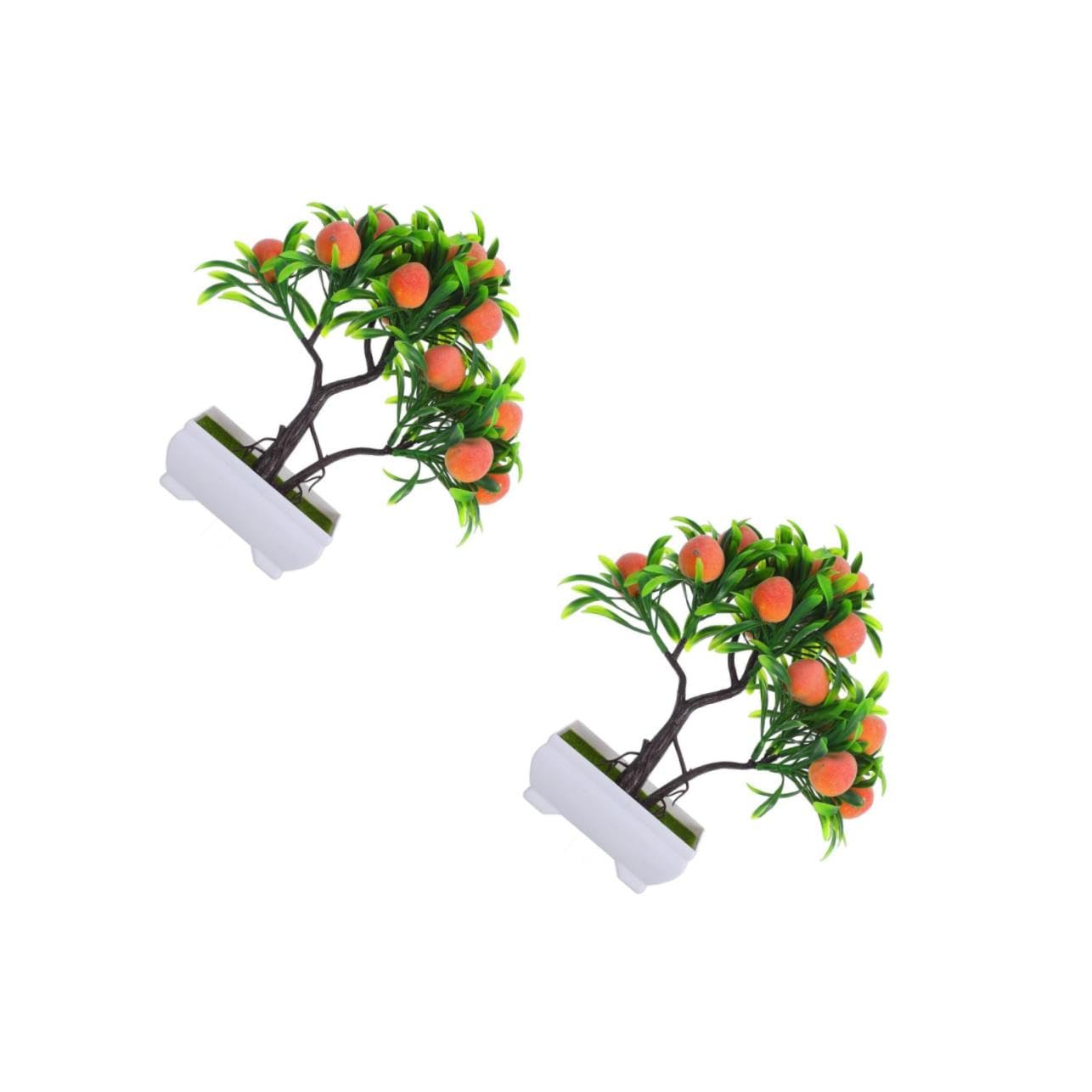 Plantes artificielles Alipis lot de 2 faux pêchers en pot pour table