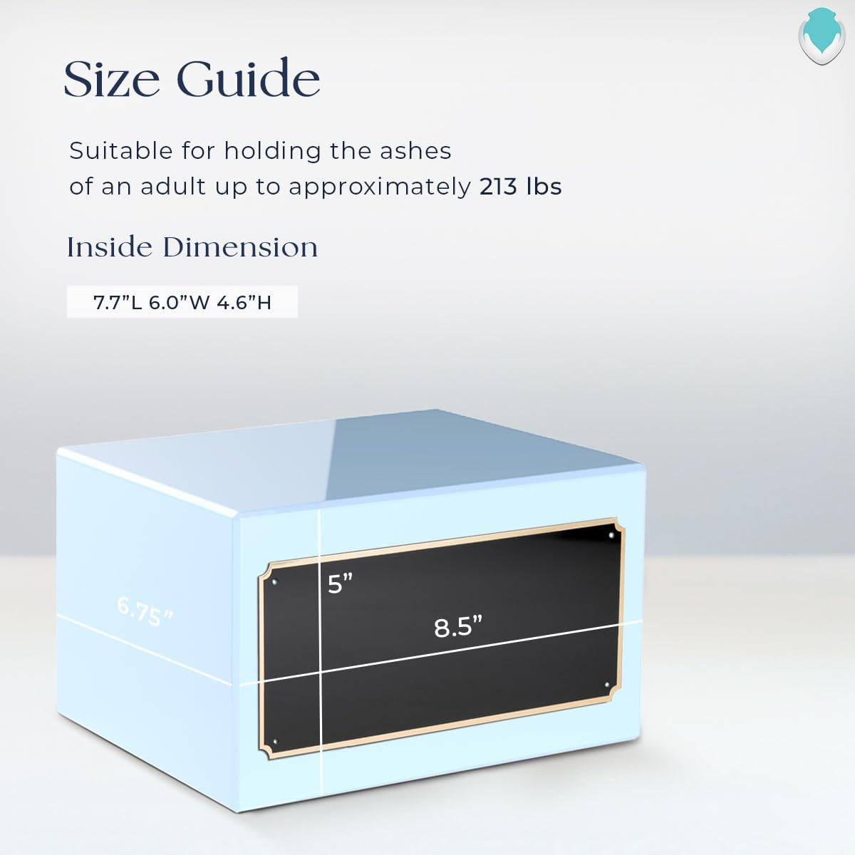 GetUrns Heritage Adult Light Blue Cremation Urn Box for Human Ashes I Angel Custom Engraved Wooden Urns for Women and Men I 213lbs