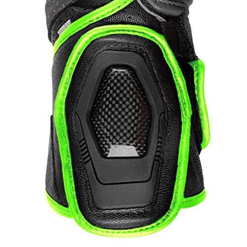 Image of Rynox Storm Evo 2 Gloves - CE Certified Gauntlet Gloves | Impact Protection | Scaphoid Protection | Abrasion Resistance - Hi-Viz Green Black, M