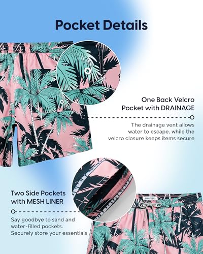 Image of maamgic Mens Swim Trunks 5 Inch with Mesh Lining, Quick Dry Mens Bathing Suit, Swim Shorts for Swimming and Beach