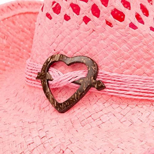 Image of TOVOSO Straw Cowboy Hat for Women with Beaded Trim and Shapeable Brim