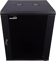 NavePoint 15U Wall Mount Server Rack Cabinet with Casters, 2 Fans, Locking Glass Door - 17.7" Deep 19" Network Enclosure for IT Equipment