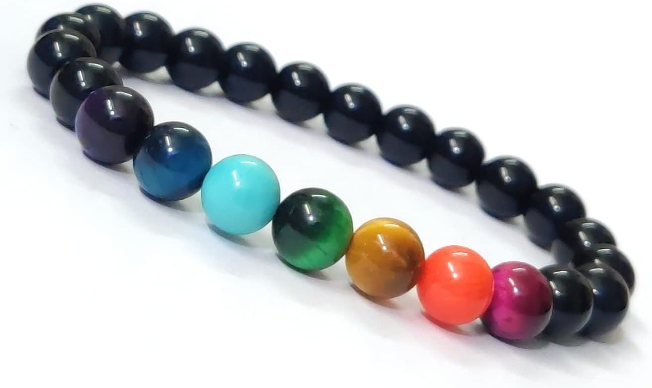 Jewel stringblack onyx with evil eye 8mm avoid negative energy for girls boys men women…