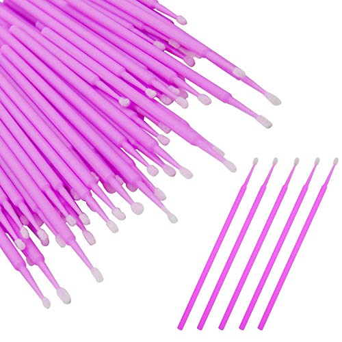 500pcs Bendable Micro Applicator Brushes for Eyelash Extensions Disposable Micro Brush Swabs Wands Micro Tip Applicators Mascara Brush, Pink