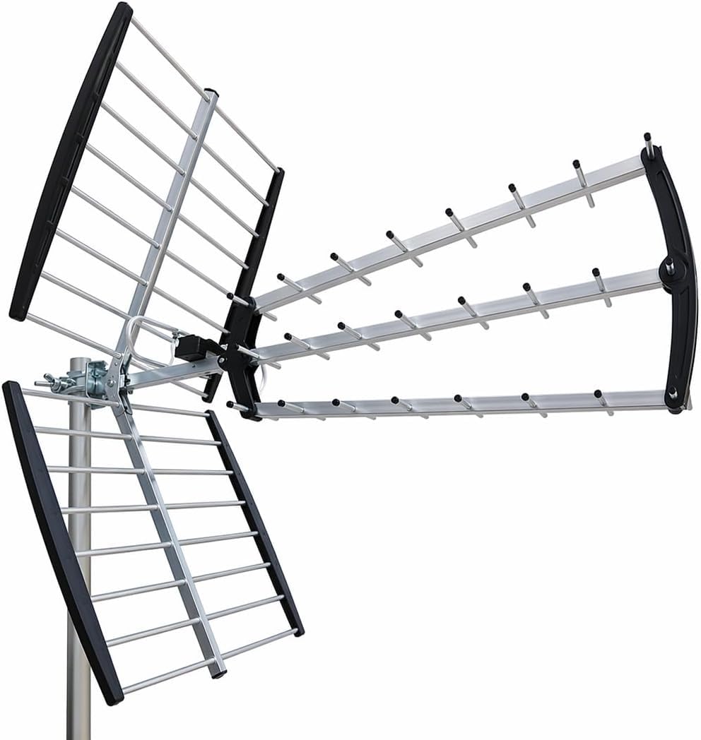 Set 10 pezzi - Antenna UHF professionale 18dB a 27 elementi con filtro LTE 5G - Argento e Nero