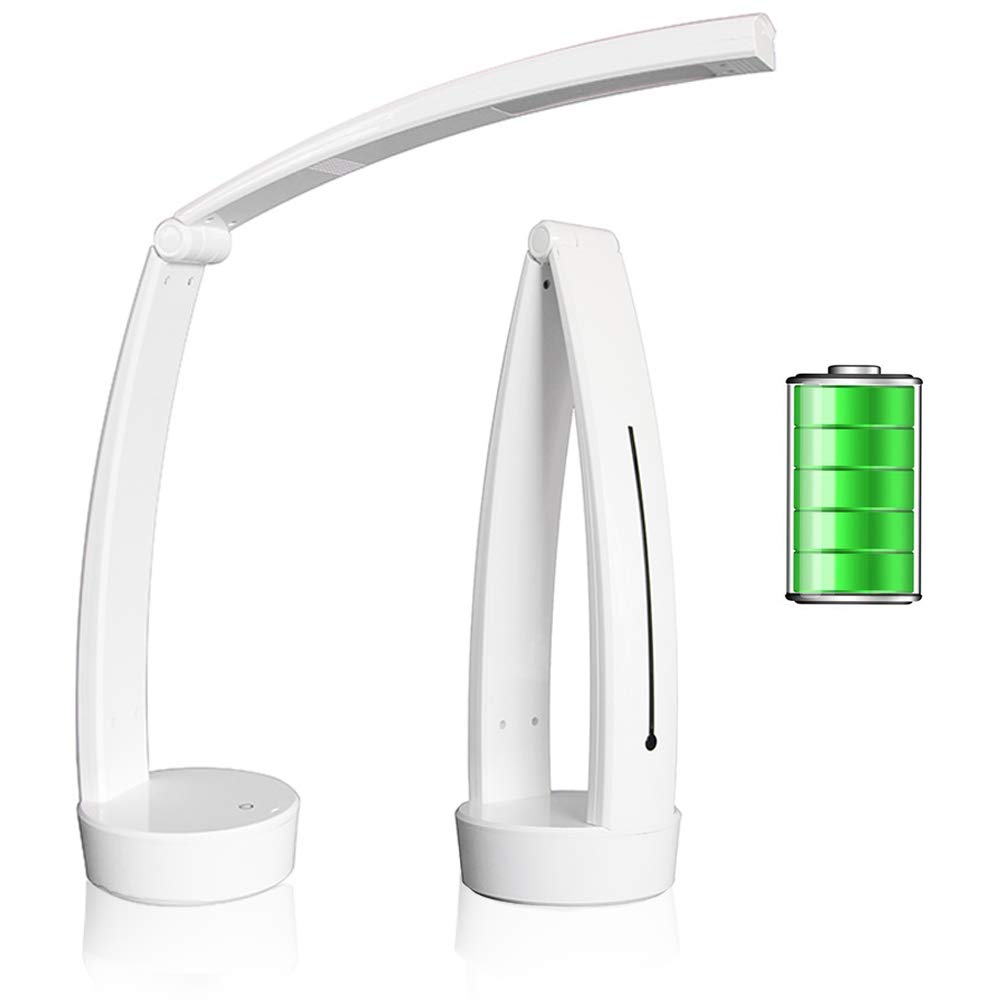 Lampe de Bureau et de Chevet à Led avec Stepless Variateur Tactile - Idéal pour Enfant Chevet - Portable et Rechargeable - Pliable à 180° - Autonomie de 8 Heures - 3 Types de Lumière