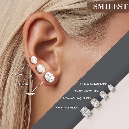 SMILEST Oval Moissanite Earrings for Women, 1-4ct D Color VVS1 Clarity Lab Created Moissanite Earrings 14K White Yellow Rose Ruthenium Vermeil 925 Sterling Silver 4-Prong Moissanite Stud Earrings3
