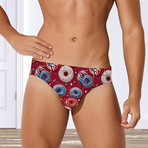 US Donut Sweets Men's Swimming Trunks Briefs Beach Swimwear Low Rise Bikini Swimsuit Print Bathing Suit4