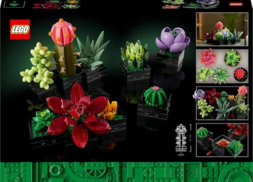 Botanicals Piante Grasse Artificiali - Set da Collezione con 9 Piccole Piante da Interno - Decorazione di Casa Fai da Te da Aggiungere al Kit Bouquet di Fiori Finti - Idea Regalo Donna - 10309 - Lego - Immagine 8