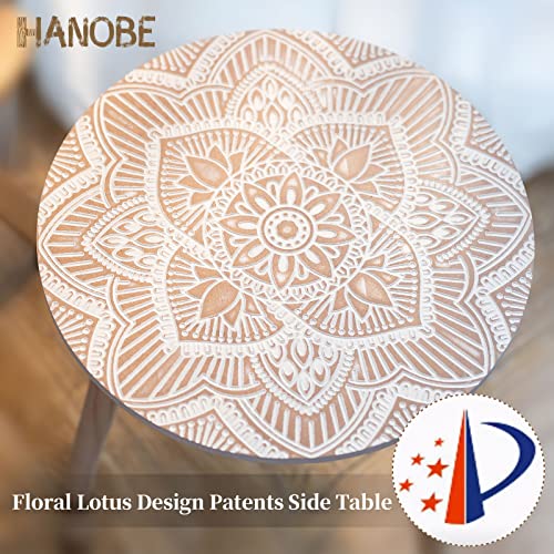 Hanobe Small Round Side Table Decor End Tables Modern White Accent Bedside Table For Living Room Small Spaces Bedroom Boho Farmhouse Decorative With 3 Wood Legs, Easy Assembly #TOP3