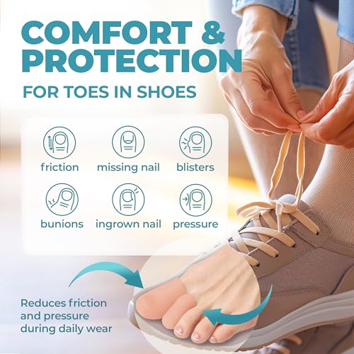 Image of Soft Gel Toe Caps with Healing Coconut Oil - 6 Reusable Small Toe Protectors for Ingrown or Missing Toenails, Corns, Calluses & Blister Relief