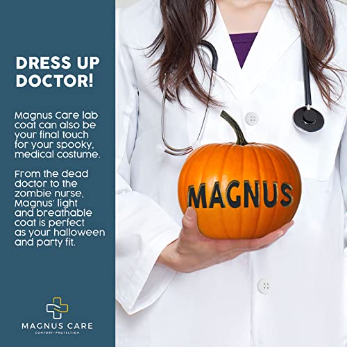 Magnus Care Professional Lab Coat For Women & Men, White Unisex Labcoat, Cotton Poly Medical Doctor Nurse Med Laboratory Coat #TOP5