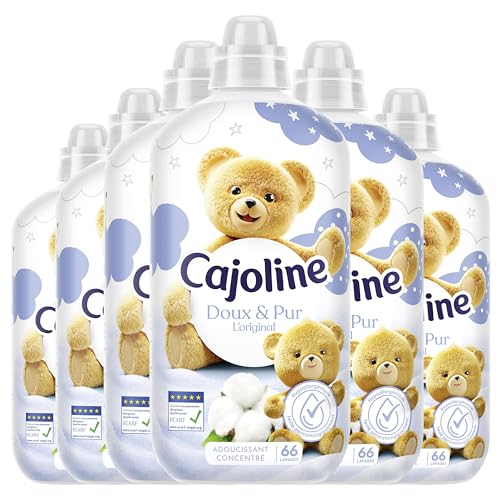 Cajoline Adoucissant linge liquide hypoallergénique L'Original Doux & Pur testé dermatologiquement adapté aux peaux sensibles et bébé ECARF - Lot de 6x66 lavages...