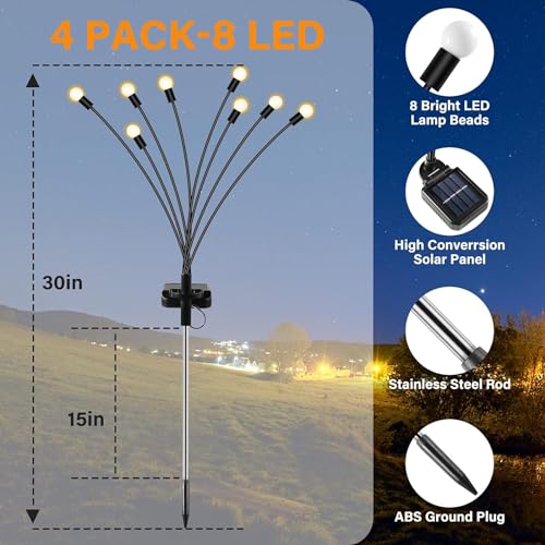 Image of Plastic Firefly Outdoor Solar Decoration Waterproof LED Light For Garden Balcony (Pack Of 1), 4.8 X 4.8 X36.3 cm,Gold