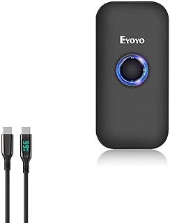 BoxWave Cable Compatible with Eyoyo Mini Portable Barcode Scanner - PowerDisplay PD Cable (6ft) - USB-C to USB-C (100W), LED Display 6 Foot PD Braided Nylon Cable - Jet Black