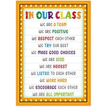 GMEMNOV Classroom Rules Poster - Motivational Inspirational Posters for Classroom Laminated Class Rules Poster for Elementary Middle School Back to School Decorations Teacher Supplies