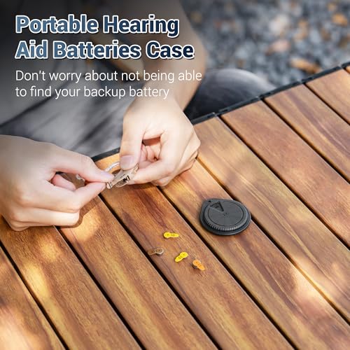 Image of Rotatable LR41 Size 312 Hearing Aid Battery Case,Slim Portable Hearing Aid Batteries Case for 8x Size312 A312 P312 312A PR41 P13 P10 Zinc-Air LR41 AG3 Battery Carry Holder with Keychain(NO Batteries)