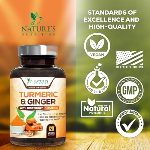 Nature'S Nutrition Turmeric Curcumin With Bioperine & Ginger 95% Curcuminoids 1950Mg - Black Pepper Extract For Max Absorption, Nature'S Joint Support Supplement thumb #3