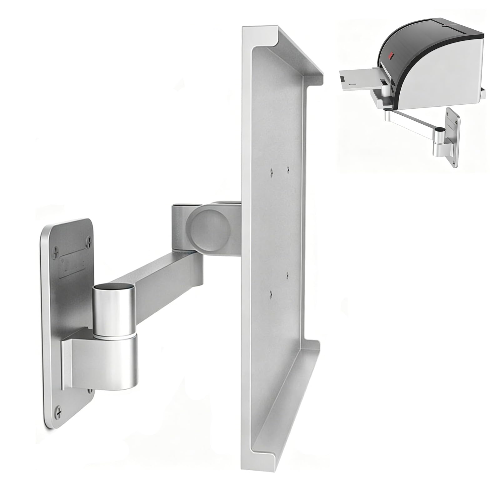 Soporte de pared resistente, soporte de aluminio con rotación de 360° y giro de 270°, soporta 10 kg para enrutadores WiFi, reproductores de DVD, decodificadores y equipos de oficina