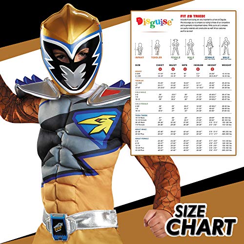 Gold Power Rangers Costume For Kids. Official Licensed Gold Ranger Dino Charge Classic Muscle Power Ranger Suit With Mask For Boys & Girls, Small (4-6) #TOP3