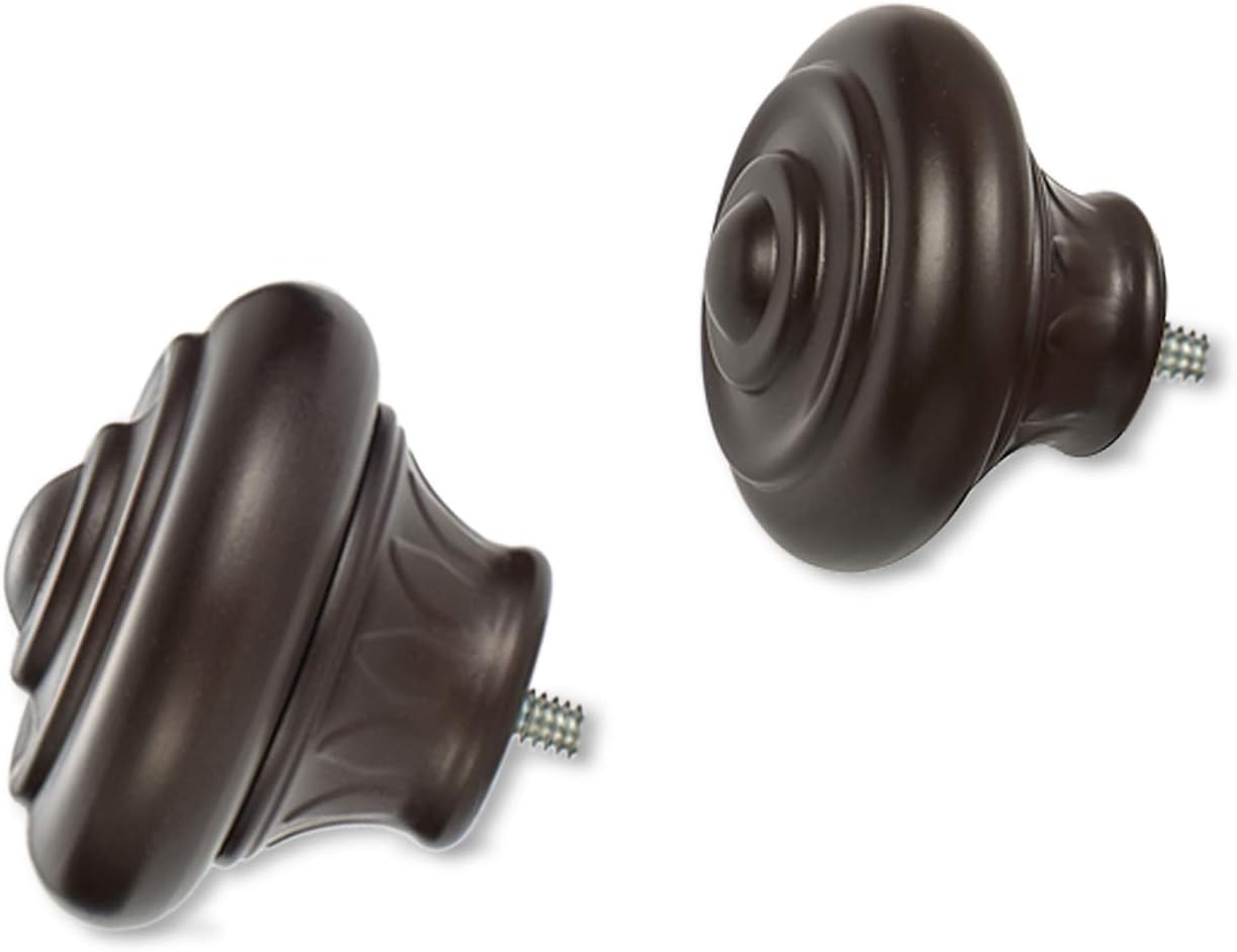 Kemmie 1" Window Treatment Curtain Rod with Decorative Pattern Urn Finials, Adjustable Length 36-72", Bronze