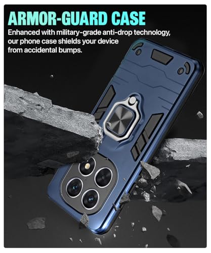 Image of WOW IMAGINE Shock Proof Back Case Mobile Cover for Redmi Note 14 Pro 5G | Poco X7 5G | Back Cover Case (Tough Armor | Hybrid PC + TPU | Ring Holder & in-Built Kickstand | Blue)