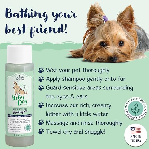 Image of Bobbi Panter Itch Relief Dog Shampoo Tea Tree, Lavender & Flaxseed - Soothing Natural Formula for Itchy & Irritated Skin, Moisturizing, Tear-Free, 16:1 Concentrate, Made in USA, 13 oz
