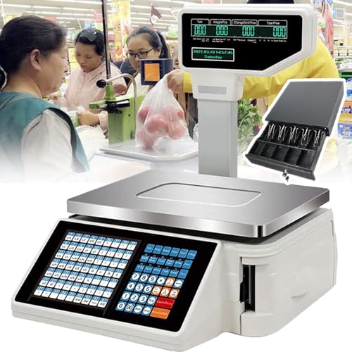Báscula digital comercial con impresora y doble display