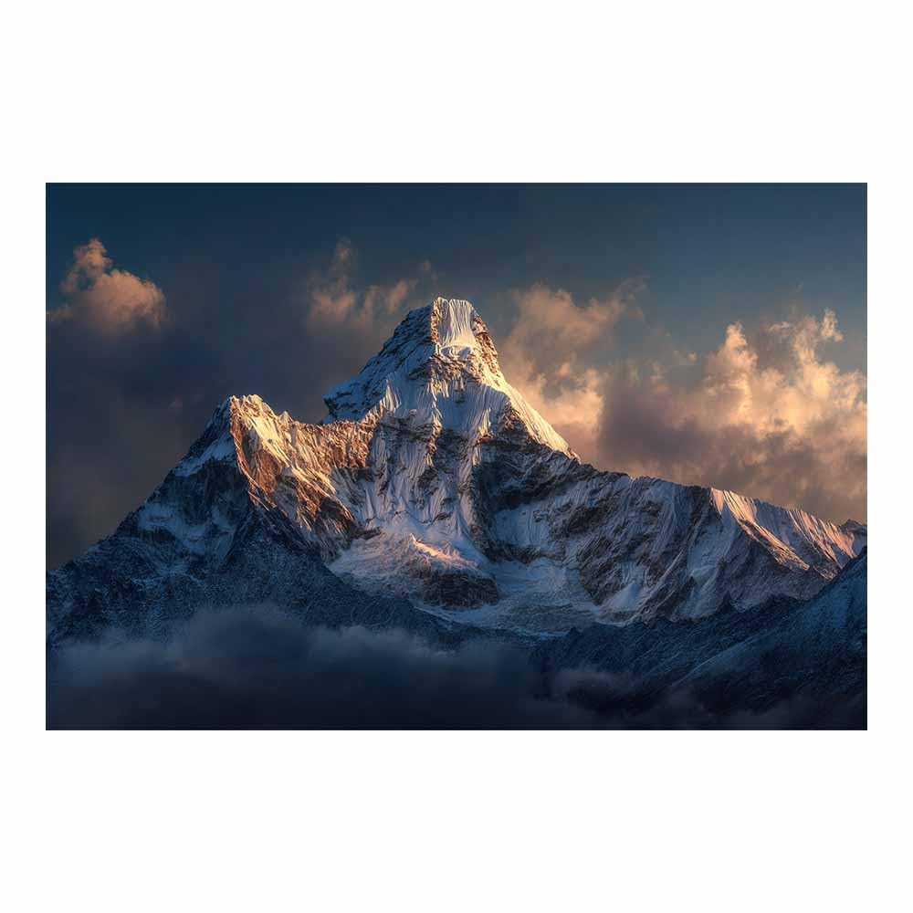 Huyeei White Canvas Print Wall Art Snows Peaks Modern Nature Landscape Poster, For Living Room, Bedroom,Corridor Office Room Decoretc.(White)-70X100cm Unframed