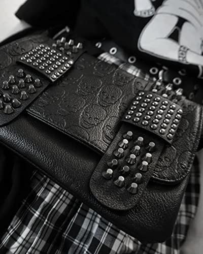 Ro Rox Women's Studded Skull Crossbody Shoulder Bag Punk Gothic Studs PU Handbag