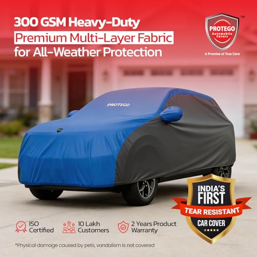Image of PROTEGO Prime Series India's 1st Anti-Tear Car Cover for Skoda Octavia | Heavy-Duty, Custom Fit, All Weather Protection | 100% Waterproof, Windproof & Hail Resistant | 2-Year Warranty | Blue + Black