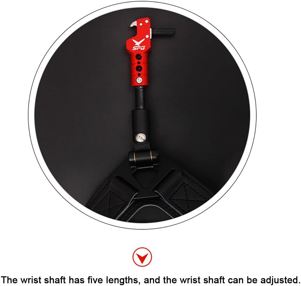 SPG Archery Bow Release, Compound Bow Quick Release Trigger Aid Wrist Strap Adjustable Bow Hunting Release for Adult Youth Shooting (Red)