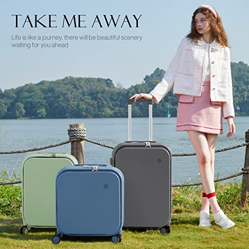 Luggage Suitcase With Spinner Wheels, 24'' Checked Travel Luggage Aluminum Frame Pc Hardside With Tsa Lock & Cover - Rock Gray #TOP1