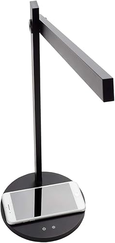 Newhouse Lighting NHDK-AD-BK Adonis Lámpara de escritorio LED minimalista moderna con cargador inalámbrico rápido para iPhone, Samsung y teléfonos