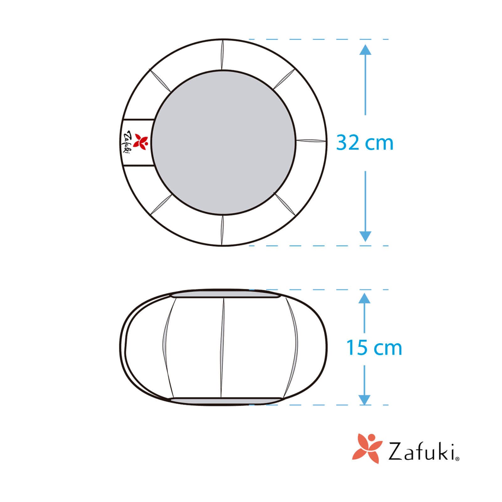 Cojin Zafu Meditación Yoga - Altura 15 cm - Relleno de Cáscara espelta eco - Cubierta desenfundable en Algodon Lavable- Cojin Yoga Zafu - Cojin Suelo Redondo - Meditation Cushion
