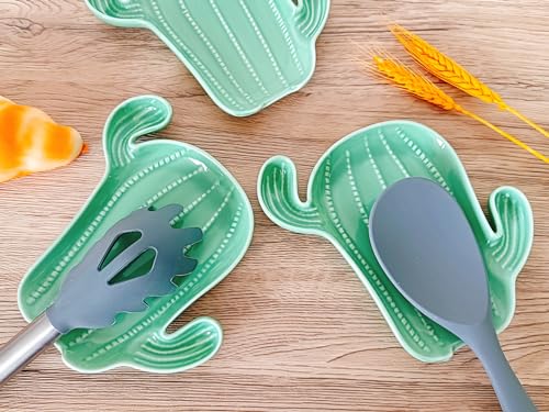 Cute Ceramic Spoon Rest & Holder for Stove Top, Cactus Shaped Coffee & kitchen Spoon Rest & Holder for Kitchen Counter, Stove & Cooking Spoon Holder for Ladle & Utensil & Spatula & Tong Rest Cute Ceramic Spoon Rest & Holder for Stove Top, Cactus Shaped Coffee & kitchen Spoon Rest & Holder for Kitchen Counter, Stove & Cooking Spoon Holder for Ladle & Utensil & Spatula & Tong Rest