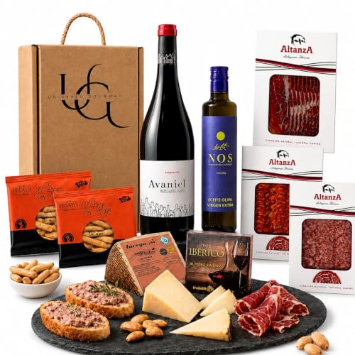UNIVERSO GOURMET | Cesta Gourmet para Regalar | Vino DO.Ribera | Aceite Oliva Virgen Extra | Embutidos Ibericos Bellota | Paleta Ibérica y Queso Curado | Pate Pedro Ximenez y Picos Pan Artesanos UNIVERSO GOURMET | Cesta Gourmet para Regalar | Vino DO.Ribera | Aceite Oliva Virgen Extra | Embutidos Ibericos Bellota | Paleta Ibérica y Queso Curado | Pate Pedro Ximenez y Picos Pan Artesanos
