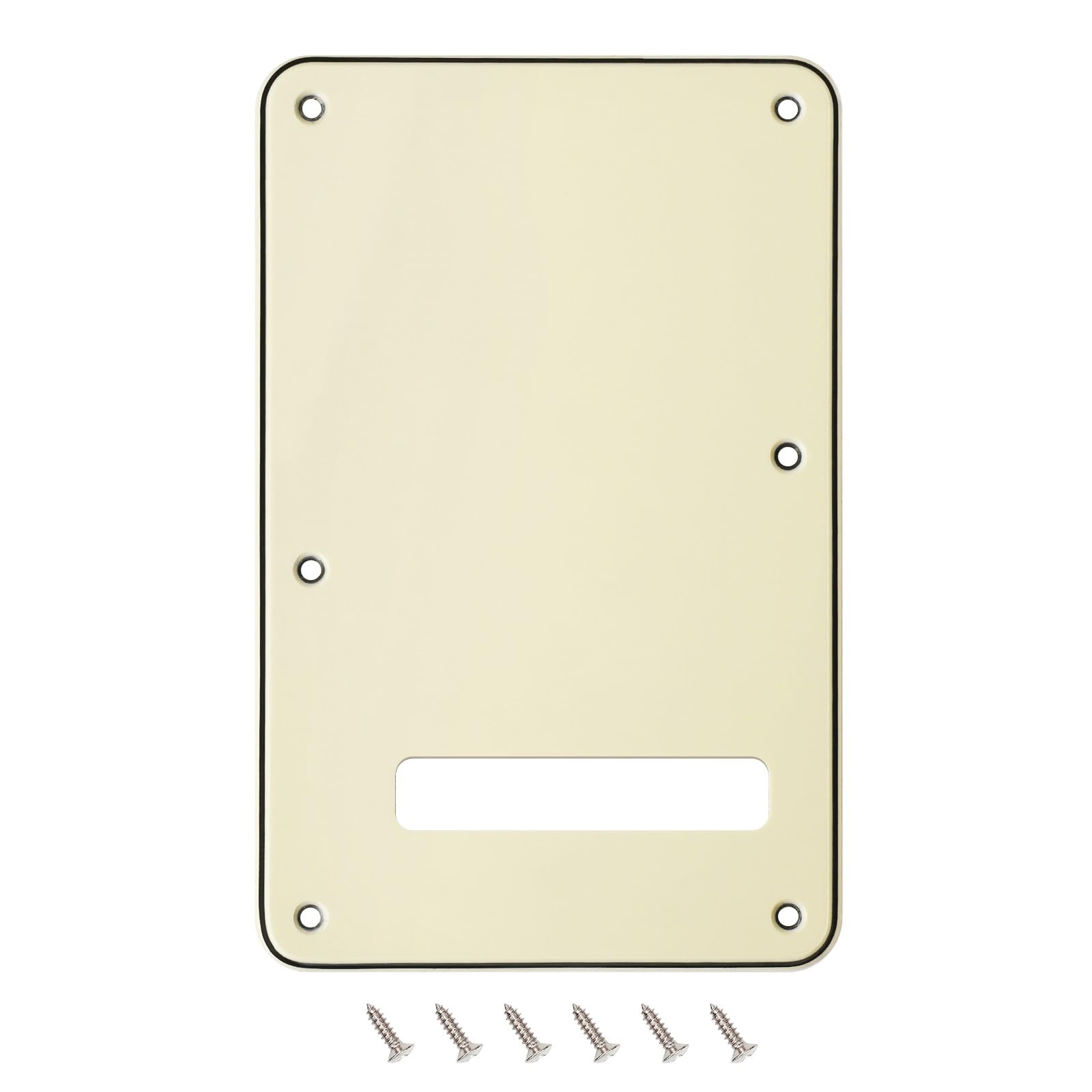 Banworks Electric Guitar 3 Ply Backplate 6-Hole Trem Tremolo Cover for USA/Mexican Standard Strat ST JT/HGB-01 Cream