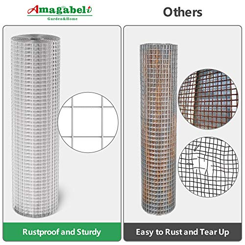 AMAGABELI GARDEN & HOME Hardware Cloth 48inch x 100ft 1inch 17Gauge Galvanized Before Welding Square Wire Diameter Wire Mesh Fence Roll Vegetables Netting Rabbit Chicken Coop Animal Enclosure BG301