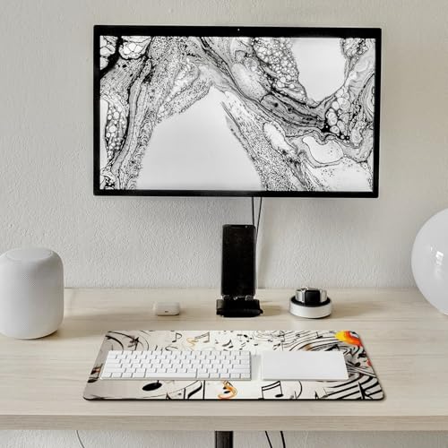 Mouse Pad grande con estampado notas musicales y base antideslizante miniatura 7
