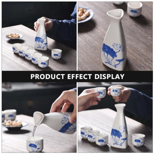 Juego de servicio de vino de cerámica azul ideal para cenas vintage y reuniones familiares 5