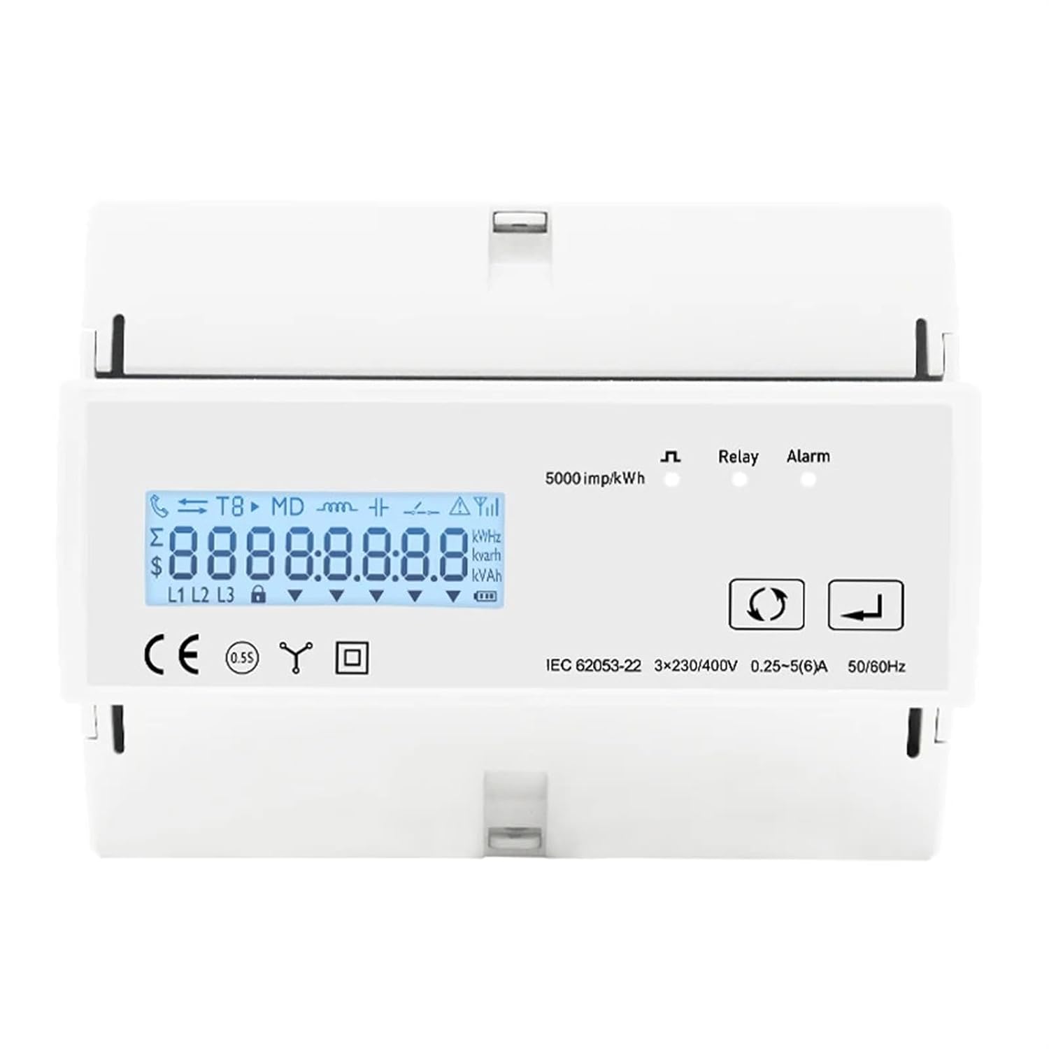 AC230V Three Phase Two Way Energy Meter RS485 Din Rail Power Meter Wattmeter TAC7300C-CT 1Pcs