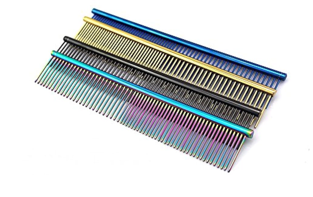 ZoCr Stainless Steel Pet Comb for Dogs Cats, Pet Grooming Comb with Different Spaced Rounded Teeth (Purple)-yWIvZx83
