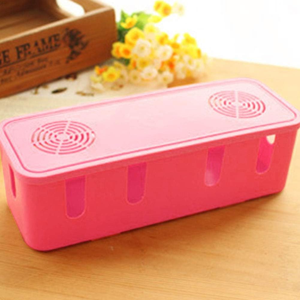czos88 Cable Tidy Box Socket Case Hide and Conceal Extension Blocks and Electrical Cables Plastic Solid Cable Manager Organizer(Pink)