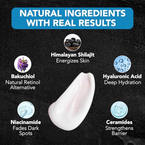 Image of Men's Anti-Aging Cream | Energize Skin with the Power of Himalayan Shilajit & Bakuchiol | Deeply Hydrating and Brightening | Designed for Men 35+ | Paraben-Free |Fast-Absorbing | 50g (50 ml)