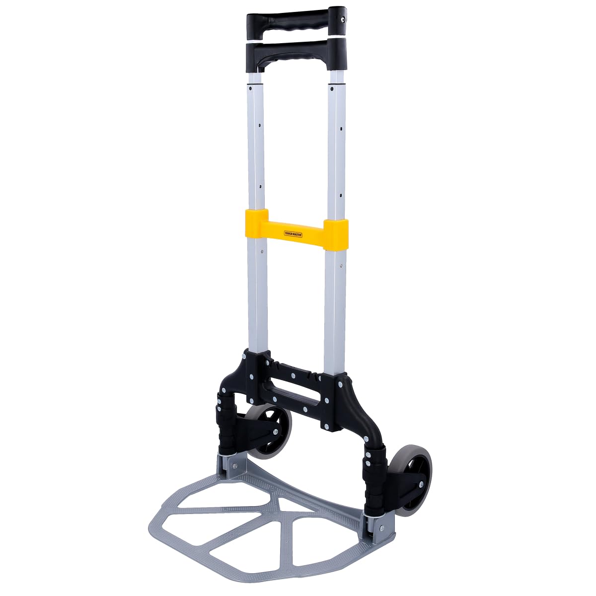 TOUGH MASTER Folding Hand Truck Trolley on Wheels with 70KG Load Capacity Adjustable Telescopic Handle, Lightweight Aluminium Sack Truck for Home Office Warehouse Luggage Groceries