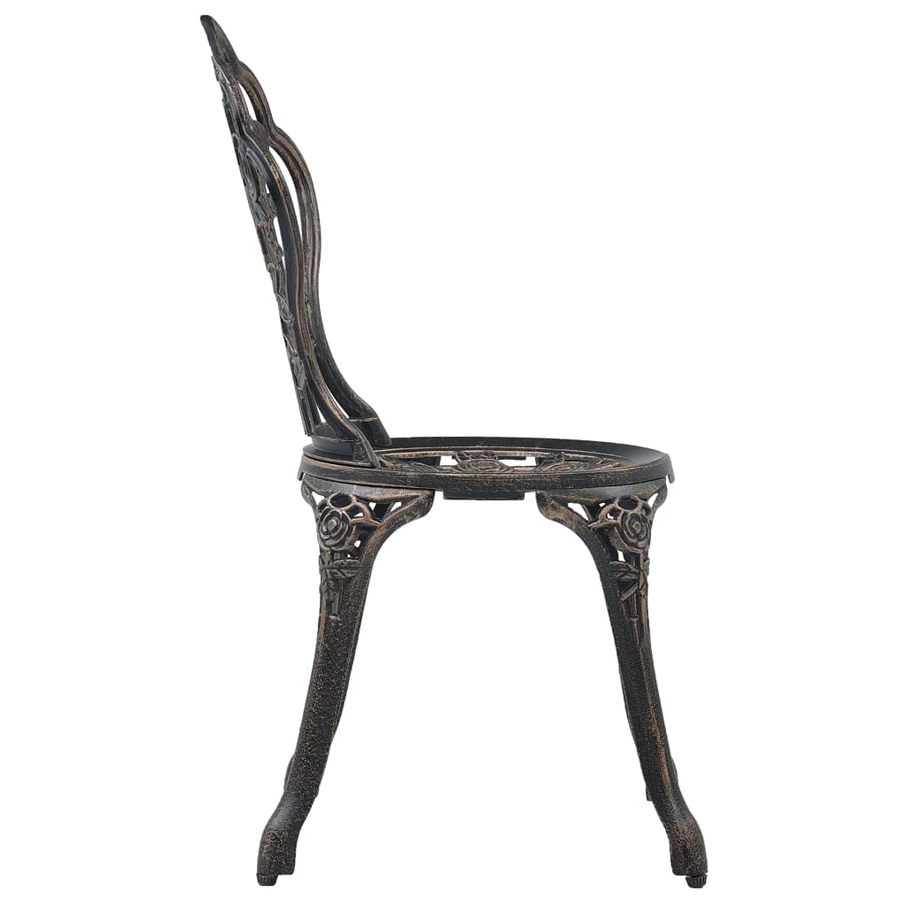 vidaXL Lot de 2 chaises de bistrot en fonte d'aluminium avec pieds en fonte – Résistant aux intempéries – Motif floral décoratif – Meubles de jardin, terrasse, balcon, véranda