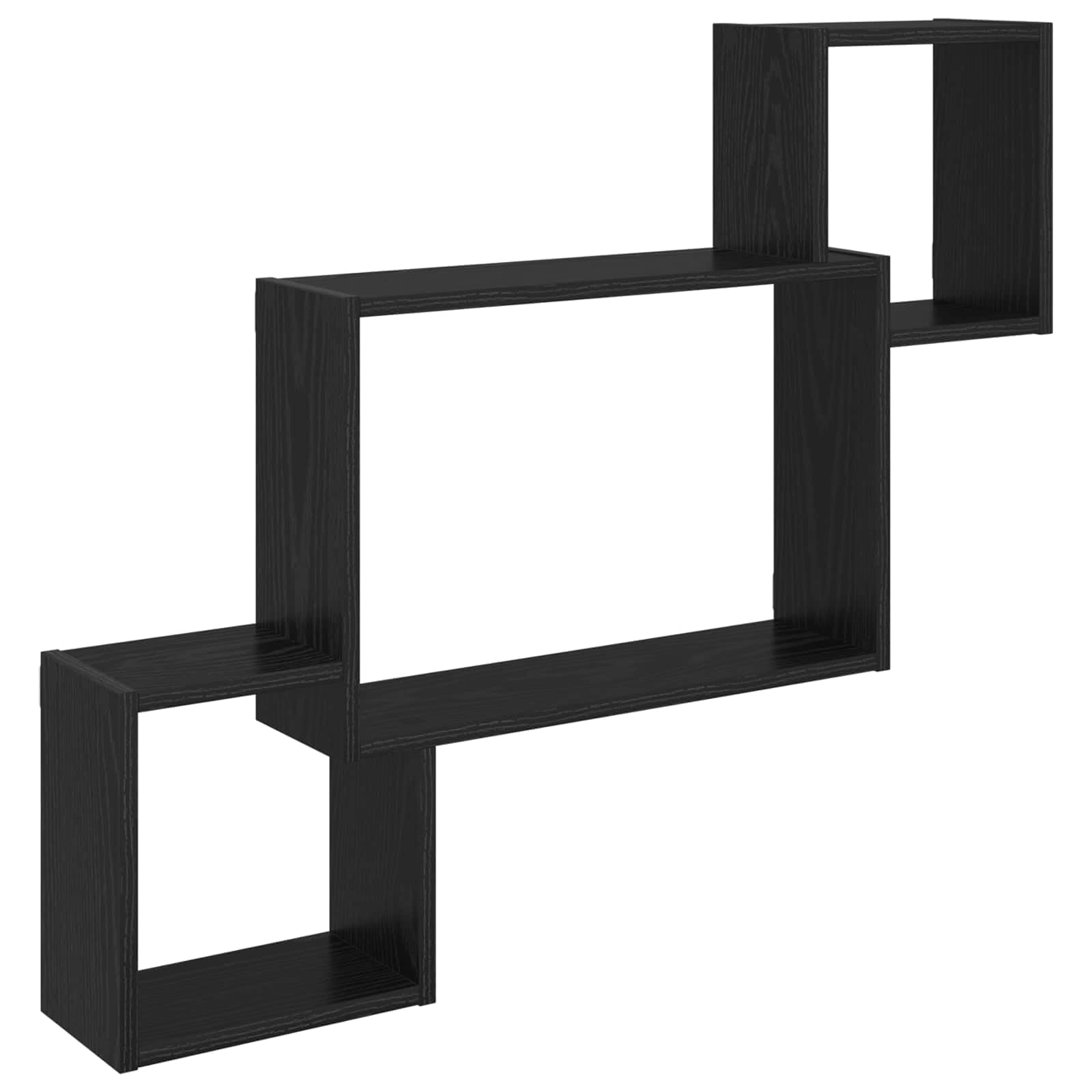 Wandregal Wandhalterung Schwarz aus Holzwerkstoff 91,5 x 15 x 76 cm rechteckig platzsparend mit viel Stauraum für Wohnzimmer Schlafzimmer Büro und Küche modern vielseitig